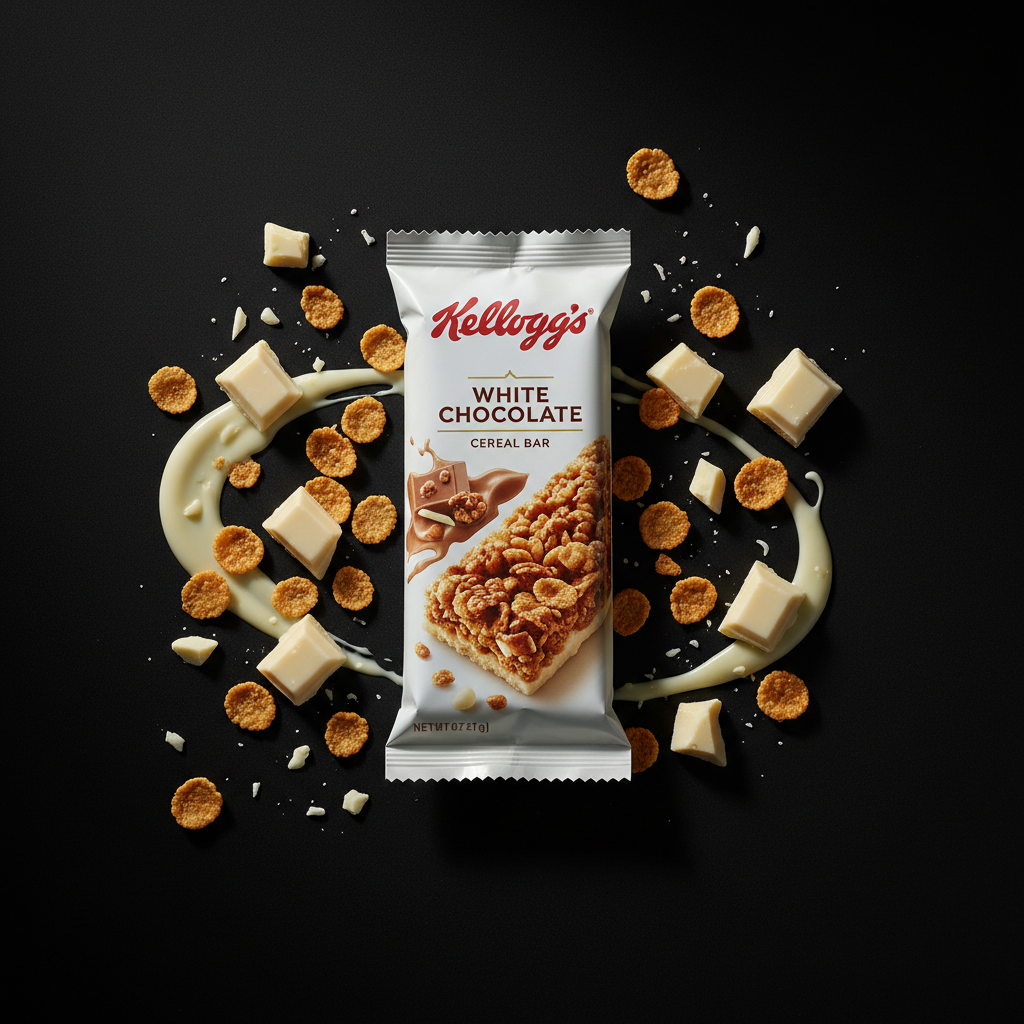 Barre Kellogg's Chocolat Blanc fond noir premium